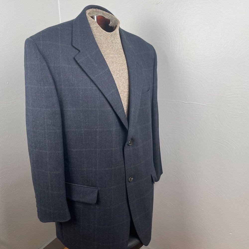 Mens Two-Button Wool Blazer With Checkered Pattern - 40R Lauren Ralph Lauren
